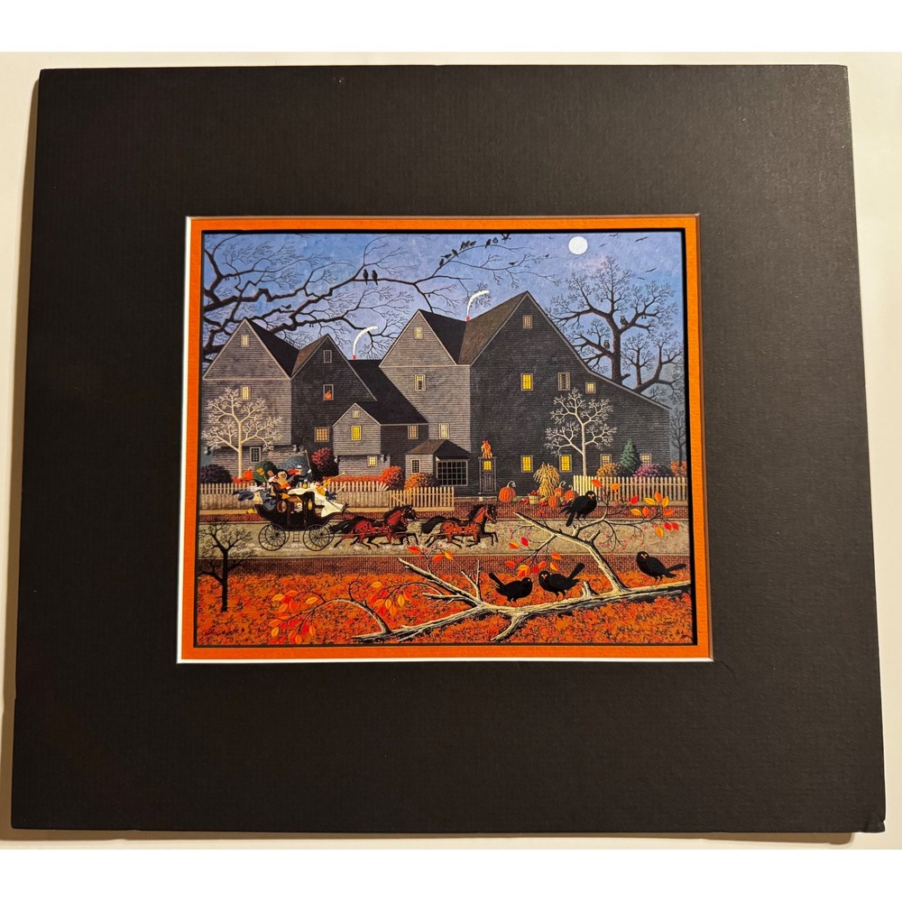 Charles Wysocki Americana Autumn Print Horse Carriage Colonial House Decor Art